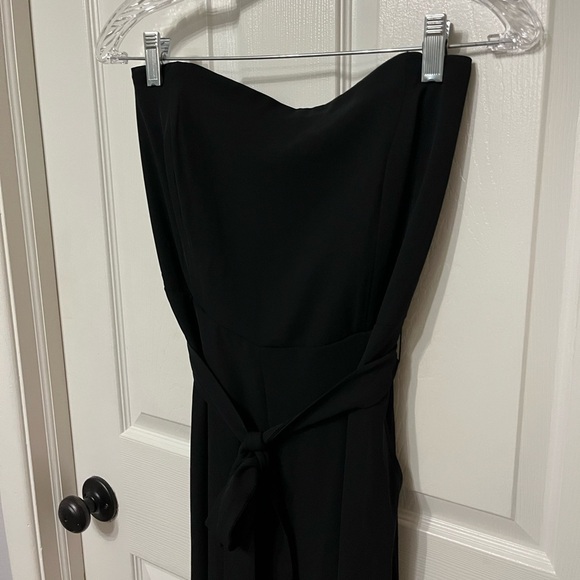 NWT Loft Black Elegant Black Strapless Jumpsuit Sz 6 with tie, smocked back - Picture 3 of 7